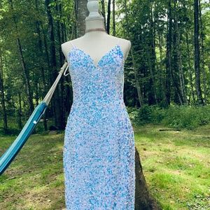 white/sequence prom/wedding dress beautiful SHINE BRIGHT LIKE A DIMOND !!! XL